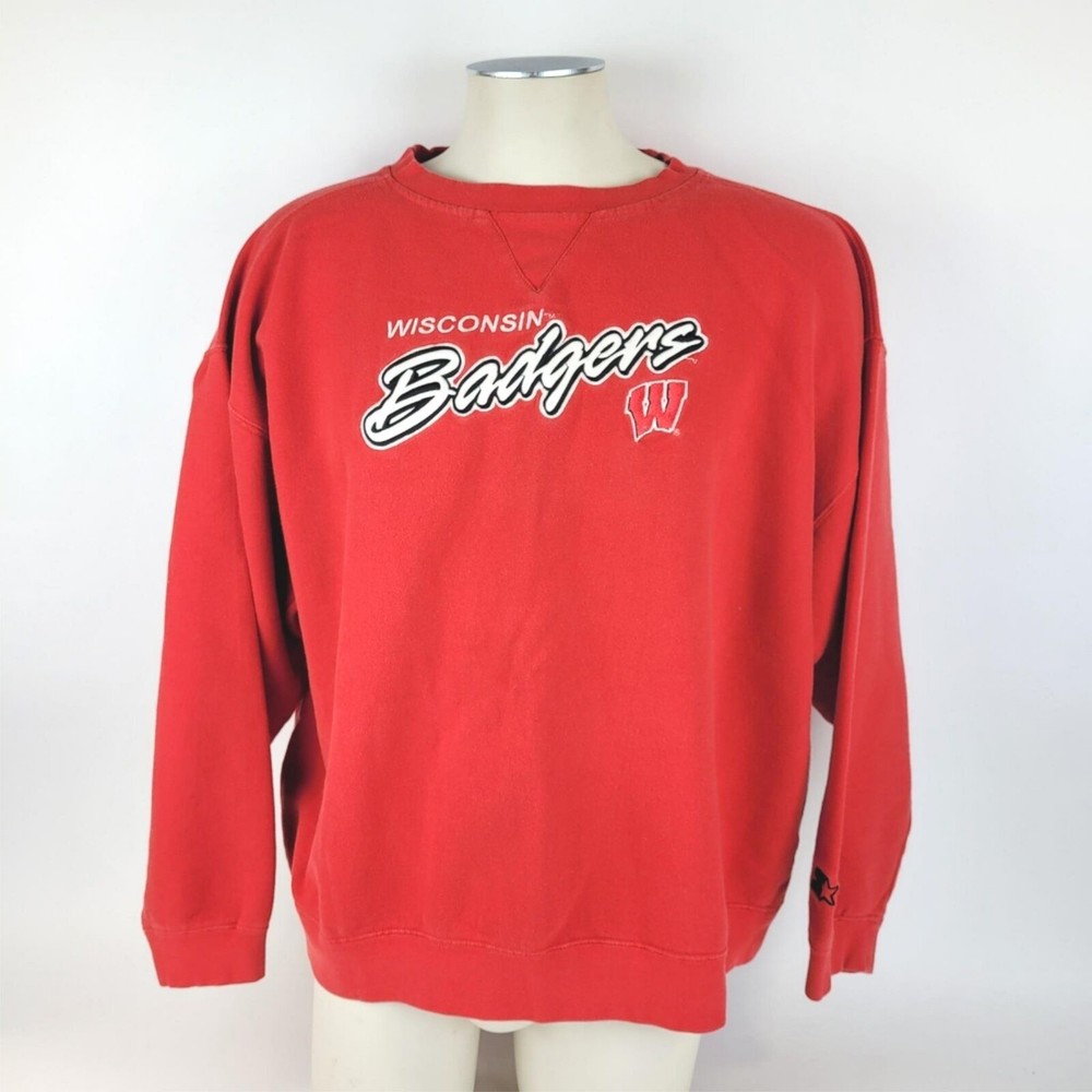 Wisconsin Badgers Starter Mens Sweatshirt XXL 2XL Vintage Embroidered